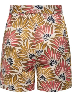 Bermuda chino en coton beige à imprimé multicolore et à coupe regular fit