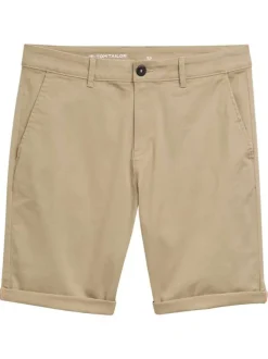 Bermuda chino en coton beige uni à coupe regular fit et à taille intermédiaire