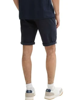 Bermuda chino en coton bleu marine uni avec une coupe regular fit