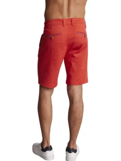 Bermuda chino en coton rouge brique uni à détails tricolores et à coupe droite