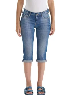 Bermuda en coton bleu à coupe ajustée pourvu de multiples poches