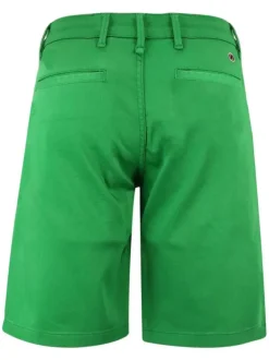 Bermuda en coton mélangé vert uni avec une coupe droite et taille Intermédiaire