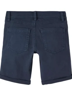 Bermuda marine en coton avec une coupe slim fit et à 5 poches