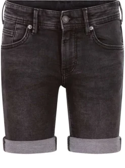 Bermuda 5 Poches anthracite uni coupe droite à revers
