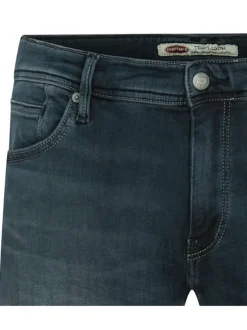 Bermuda 5 poches bleu nuit en coton légèrement délavé coupe droite à revers