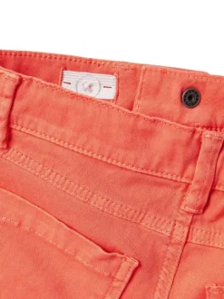 Bermuda à 5 poches en coton orange uni avec une coupe slim fit