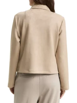 Blazer beige uni avec un col à rabats et des manches longues