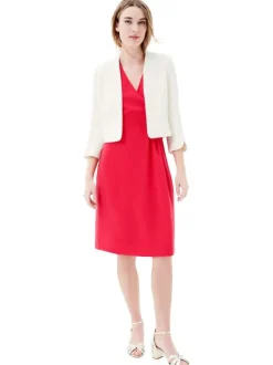 Blazer blanc uni avec une coupe droite et des manches 3/4