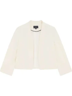 Blazer blanc uni avec une coupe droite et des manches 3/4