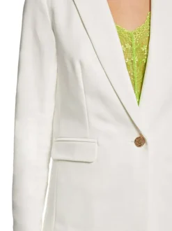 Blazer blanc uni avec une coupe près du corps et 2 poches latérales