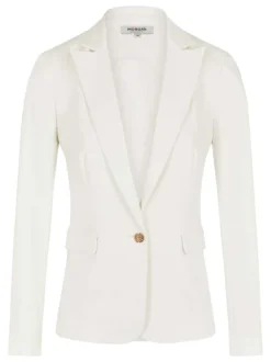 Blazer blanc uni avec une coupe près du corps et 2 poches latérales