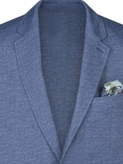Blazer bleu avec un imprimé aspect denim et une coupe ajustée à poches