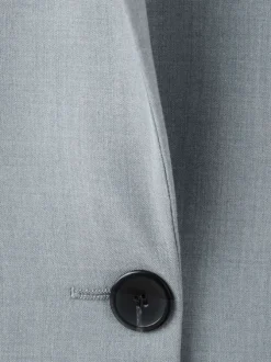 Blazer bleu gris uni avec une coupe droite et des manches longues