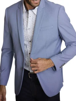 Blazer bleu uni avec une coupe droite et des manches longues