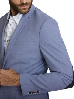 Blazer bleu uni avec une coupe droite et des manches longues