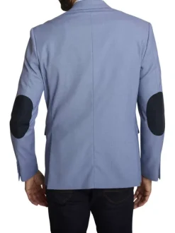 Blazer bleu uni avec une coupe droite et des manches longues