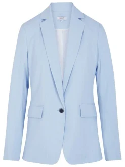 Blazer ciel à coupe droite pourvu d'un col à revers et de manches longues