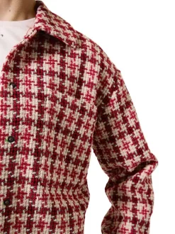 Blazer court rouge fantaisie avec un col polo et des manches longues