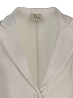 Blazer écru uni avec une coupe droite à col cranté et des manches longues