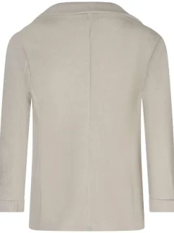 Blazer écru uni avec une coupe droite à col cranté et des manches longues