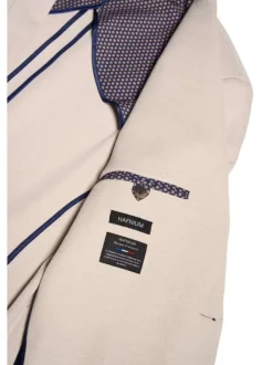 Blazer de costume beige uni avec une coupe ajustée et un col cranté