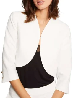 Blazer ecru uni coupe ajusté montant à manches longues