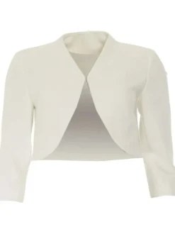 Blazer ecru uni coupe ajusté montant à manches longues
