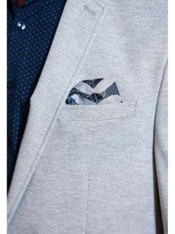 Blazer gris clair uni coupe ajustée avec un col cubain et manches longues