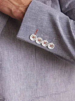 Blazer gris imprimé pied de poule à coupe ajustée fermé par deux boutons