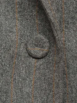 Blazer gris uni droit à col cranté et à manches longues épais
