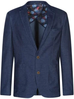 Blazer indigo chiné avec une coupe ajustée col cranté et à manches longues
