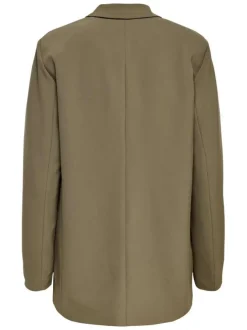 Blazer kaki uni avec une coupe droite et col cranté