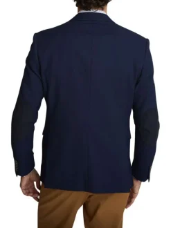 Blazer marine uni avec une coupe droite et des manches longues