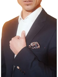 Blazer marine uni coupe ajustée avec un col cubain et des manches longues