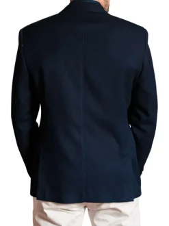 Blazer marine uni à coupe slim avec col cranté et fermeture à 2 boutons