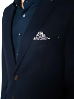 Blazer marine uni à coupe slim avec col cranté et fermeture à 2 boutons