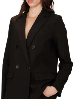 Blazer noir uni avec une coupe droite et un col cranté à revers