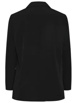Blazer noir uni avec une coupe droite un col cranté et des manches longues