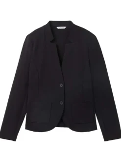 Blazer noir uni coupe droite col à cran et des manches longues