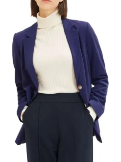 Blazer violet satiné léger à col cranté à revers et fermeture 2 boutons nacrés