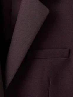 Blazer violet uni avec une coupe droite et un col à revers cranté