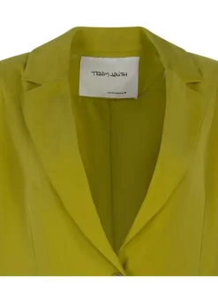 Blazer V-Rosa vert uni à coupe droite col cranté et à manches longues