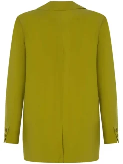 Blazer V-Rosa vert uni à coupe droite col cranté et à manches longues