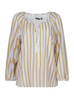 Blouse blanche pour femme avec rayures verticales coupe ample