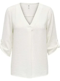 Blouse blanche unie avec une coupe fluide et des manches 3/4