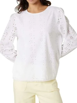 Blouse blanche unie pourvue d'une coupe droite et d'un col rond