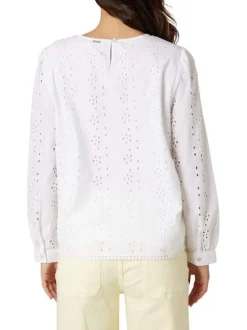 Blouse blanche unie pourvue d'une coupe droite et d'un col rond