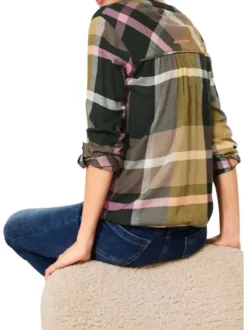 Blouse en viscose douce et chaude à motifs fantaisie, col rond fendu et à manches longues