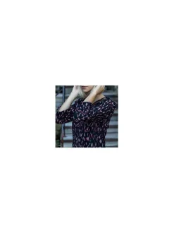 Blouse femme fluide imprimé arty noir