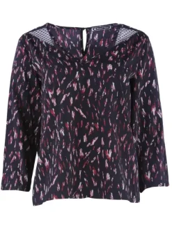 Blouse femme fluide imprimé arty noir